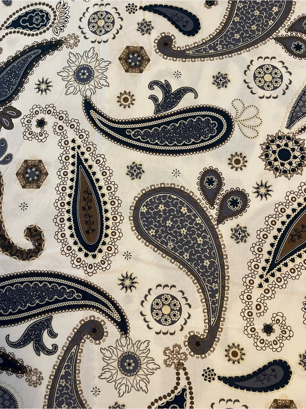 Classic IKEA Paisley Pattern Duvet + 2 Pillowcases in Navy and Beige(Q)